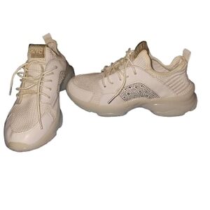 Madden Girl Big Girls White Rhinestone Sneakers Sz5